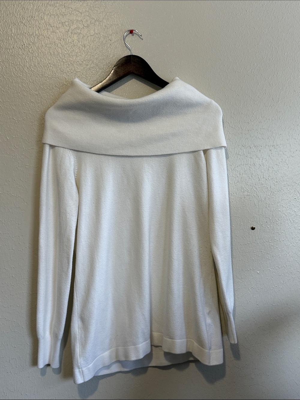 French Connection White Off-Shoulder Knit Pullover